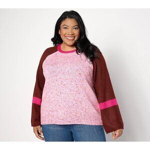 LOGO by Lori Goldstein Sweater Size 3X Colorblock Long Sleeve Sweet Dreams NEW